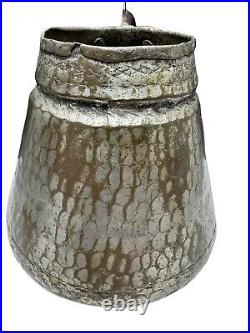 Antique Islamic Persian Turkish Copper Hammered Vessel Pot 7 Tall Iron Handle