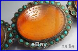 Antique Islamic Silver Turquoise Carnelian Agate Intaglio Seals Bracelet Project