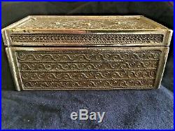 Antique Islamic Style Brass Box w Inserts Hand Made