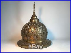 Antique Islamic Turkish Ottoman Brass Incense Burner Pierced Head / Lid / Lamp