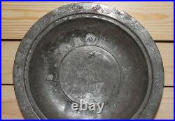 Antique Islamic folk hand made floral tinned copper bowl