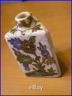 Antique Iznik Style Middle Eastern Ceramic Pottery Hand Painted Glazed Vase 6
