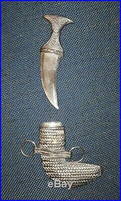 Antique Jambiya Dagger Middle Eastern Knife Yemen Saudi Arabia Incredible Silver