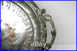 Antique Judaica Extraordinary Sephardic-Middle Eastern Copper Hebrew Platter