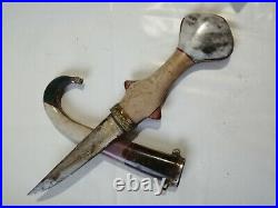 Antique Khanja Vintage Islamic Ottoman Silver Dagger Knife Jambiya Khanjar