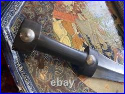 Antique Kurdish Jambiya Dagger. Horn hilt, Beautiful Silver Scabbard. Persian