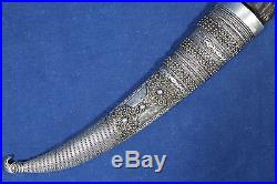 Antique Kurdish khanjar (jambiya) dagger with solid silver scabbard 19th
