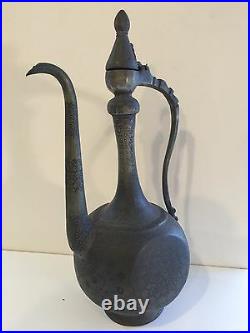 Antique Large Arabic Persian Middle Eastern Copper Islamic Pot withHandle, 18 T