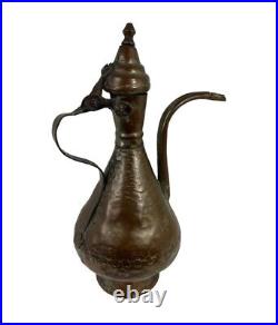 Antique Large Middle Eastern Turkish Dovetailed & Hammered Copper Ewer / Vessel