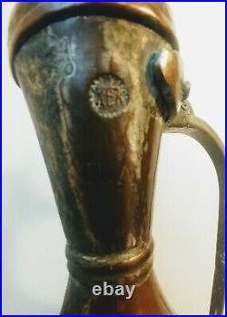Antique Large Middle Eastern Turkish Hammered Copper Water Vessel Jug