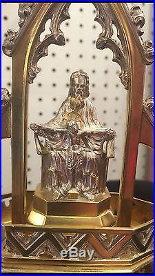 Antique London Made Solid Silver Church Monstrance 41 Ruby 8 Persian Turquoise