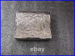 Antique Middle East Islamic Arabic Persian Hand Engraved Silver Box Case