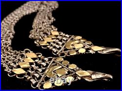 Antique Middle East Persian Qajar Jewelry-Solid Silver 875 with 25 Gold Pieces