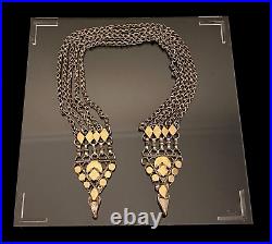 Antique Middle East Persian Qajar Jewelry-Solid Silver 875 with 25 Gold Pieces