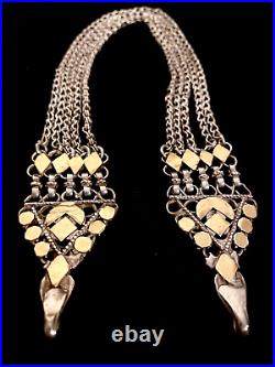 Antique Middle East Persian Qajar Jewelry-Solid Silver 875 with 25 Gold Pieces