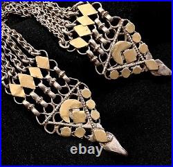 Antique Middle East Persian Qajar Jewelry-Solid Silver 875 with 25 Gold Pieces