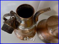 Antique Middle East Turkish Dallah Coffee Pots Hammered Copper 2 Large pots