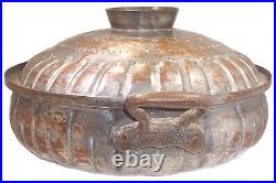 Antique Middle Eastern 19C Tin Covered, Hand-Hammered Copper Lidded Serving Bowl