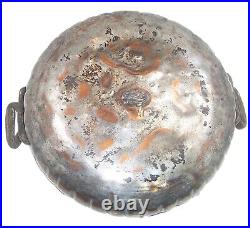 Antique Middle Eastern 19C Tin Covered, Hand-Hammered Copper Lidded Serving Bowl