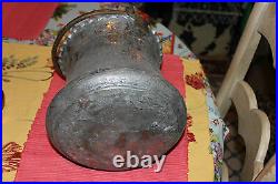 Antique Middle Eastern Asian Copper Hanging Cauldron Pot Engraved Religious Men