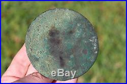 Antique Middle Eastern Bactrian bronze mirror with 5 knobs, 200 BC-100 AD