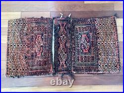 Antique Middle Eastern Baluch Camel Saddle Bag Oriental Rug for Pillows 41x21