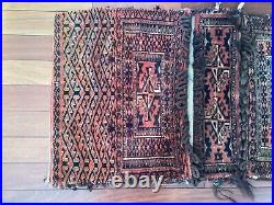 Antique Middle Eastern Baluch Camel Saddle Bag Oriental Rug for Pillows 41x21