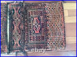 Antique Middle Eastern Baluch Camel Saddle Bag Oriental Rug for Pillows 41x21