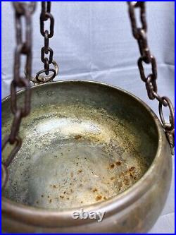 Antique Middle Eastern Beggar's Bowl mixed Metal Tin Copper Ingraved w3 Bull Fig