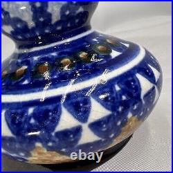 Antique Middle Eastern Blue And White Double Gourd Vase MARKED