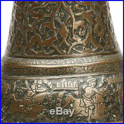 Antique Middle Eastern Bronze Hunting Scene Bell 19th C