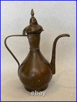 Antique Middle Eastern Copper Coffee Pot, 14 Tall, 10 3/4 Widest withHandle