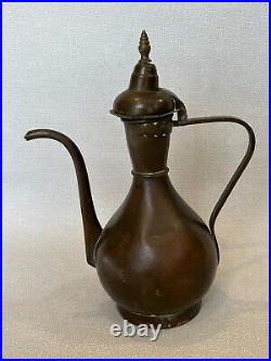 Antique Middle Eastern Copper Coffee Pot, 14 Tall, 10 3/4 Widest withHandle