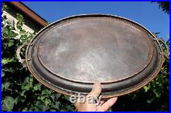 Antique Middle Eastern Copper Metal Serving Tray Etched Large T1