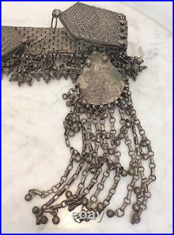 Antique Middle Eastern Egyptian Tribal Ethnic Silver Tone Belt Necklace
