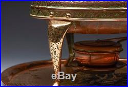 Antique Middle Eastern Figural Copper Chafing Dish & Stand Early 20th C