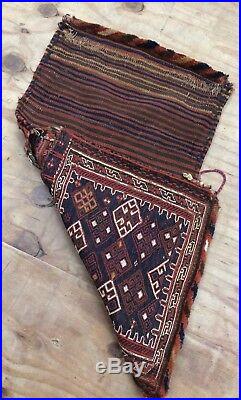 Antique Middle Eastern Flat Woven Saddle Bag Kilim