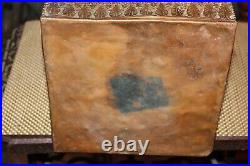 Antique Middle Eastern Flemish Copper Metal Container Box Handle Floral Scrolls