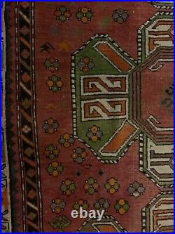 Antique Middle Eastern Hand Knotted Tribal Wool Rug Size 4' x 6' Geometric