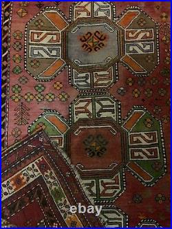 Antique Middle Eastern Hand Knotted Tribal Wool Rug Size 4' x 6' Geometric