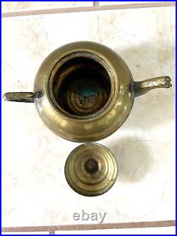 Antique Middle Eastern Hand Made Brass Samovar With Tray And Teapot