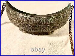 Antique Middle Eastern Heavily Engraved Tinned Copper Kashkul