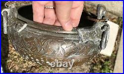 Antique Middle Eastern Islamic Beggar's Bowl mix-pot metal Copper Handchisled
