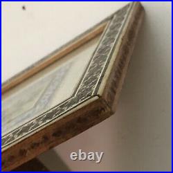 Antique Middle Eastern Islamic Painted Artwork In Hand Made Wood Mosaic Frame