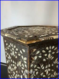 Antique Middle Eastern Moorish Inlaid Octagonal Side Table with Mother of Pearl
