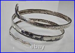 Antique Middle Eastern Niello Coiled Snake Silver Bracelet