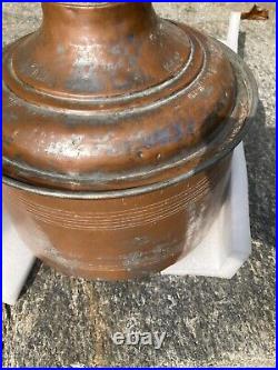 Antique Middle Eastern Palestine Hammered Copper cooking Pot with cover mid 1800