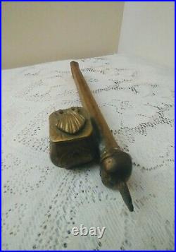 Antique Middle Eastern Persian Brass Inkwell Pen Box Qalamdan Scribe Case