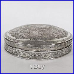 Antique Middle Eastern Persian Islamic 84 Silver box 555 gram marked