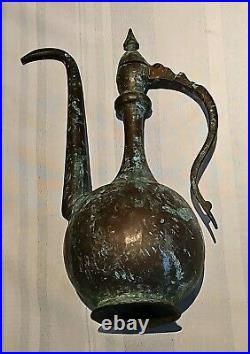 Antique Middle Eastern/Persian Large Tinned Copper Ewer 14 Inches High F/shippin